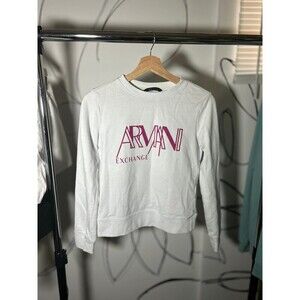 Armani Exchange White Graphic Sweatshirt Pullover, XS